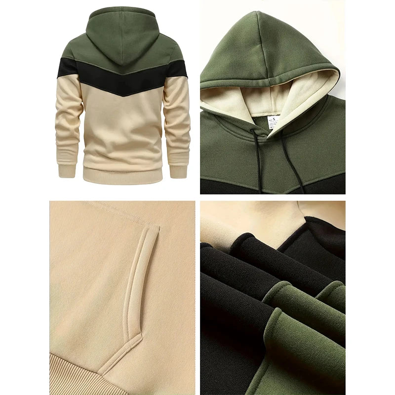 Tuta Uomo Due Pezzi 2024 Autunno Inverno Felpa Con Cappuccio E Pantaloni Set Sport Tricolore Caldo E Casual
