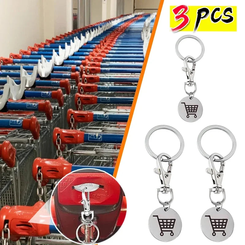 Portachiavi Gettoni Carrello Spesa In Metallo Mini Con Etichetta Monete Per Rimozione Carrello Supermercato Unisex Regali