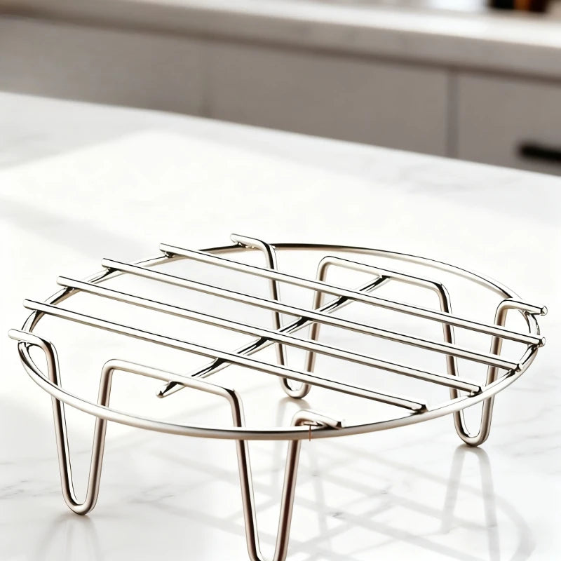 1 Griglia per Cottura a Vapore in Acciaio Inossidabile, Multiuso per Forno, Friggitrice ad Aria, Cottura e Cottura a Vapore di Verdure, Rotonda, Lavabile in Lavastoviglie, Griglia da Cucina