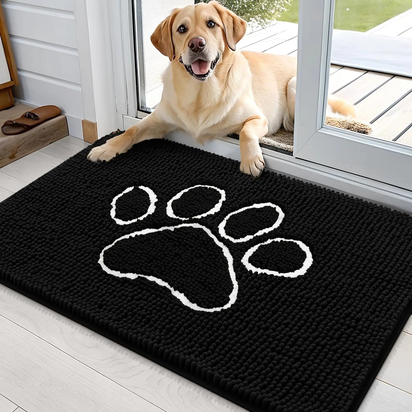 Zerbino Ciniglia Ultra Assorbente Design Zampe Lavabili Antiscivolo Asciugatura Rapida Porta Cane Fangosi