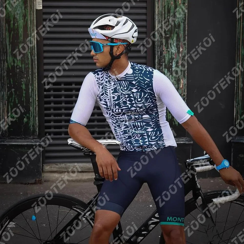 Maglia Da Ciclismo Professionale Da Uomo Manica Corta Set Uniforme Estiva Per Bici Da Strada Con Protezione UV