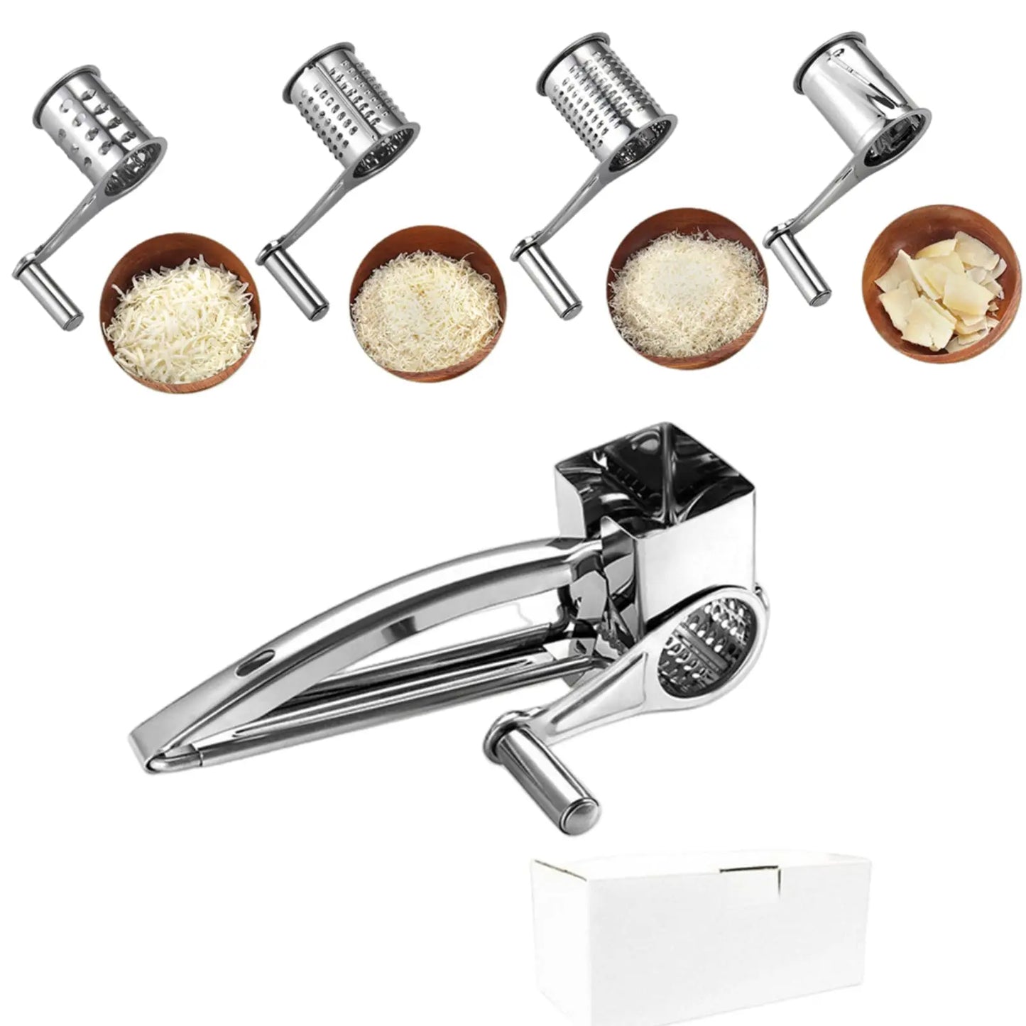 Grattugia Rotante Per Formaggio Multifunzione Con Lame In Acciaio Inox Manuale Affettatrice Per Burro E Zenzero