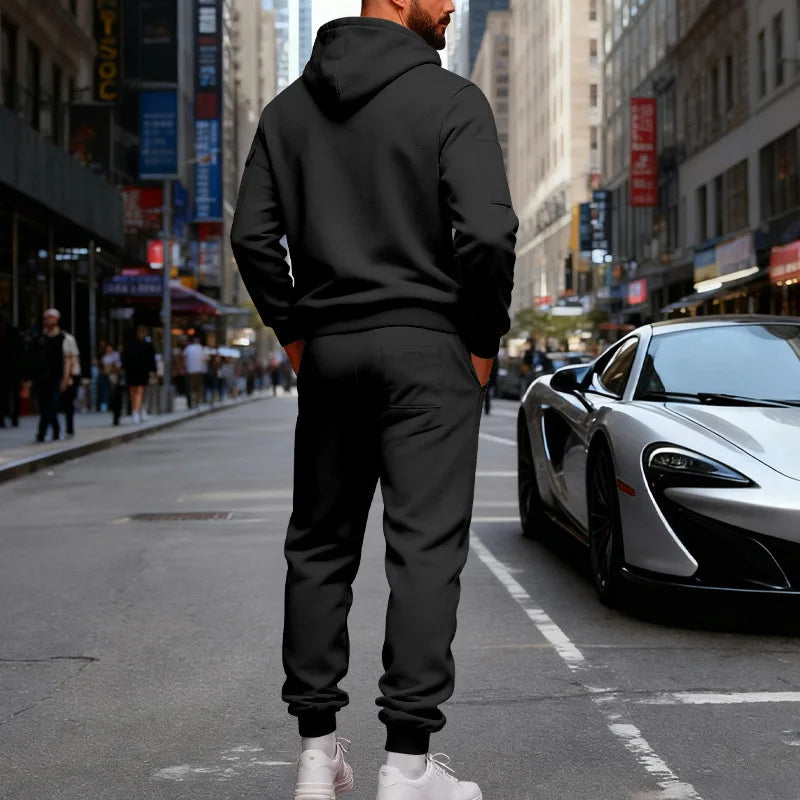 Set Maglione Con Cappuccio Moda Sportiva All'Aria Aperta In Velluto Sciolto Da Uomo Autunno Inverno