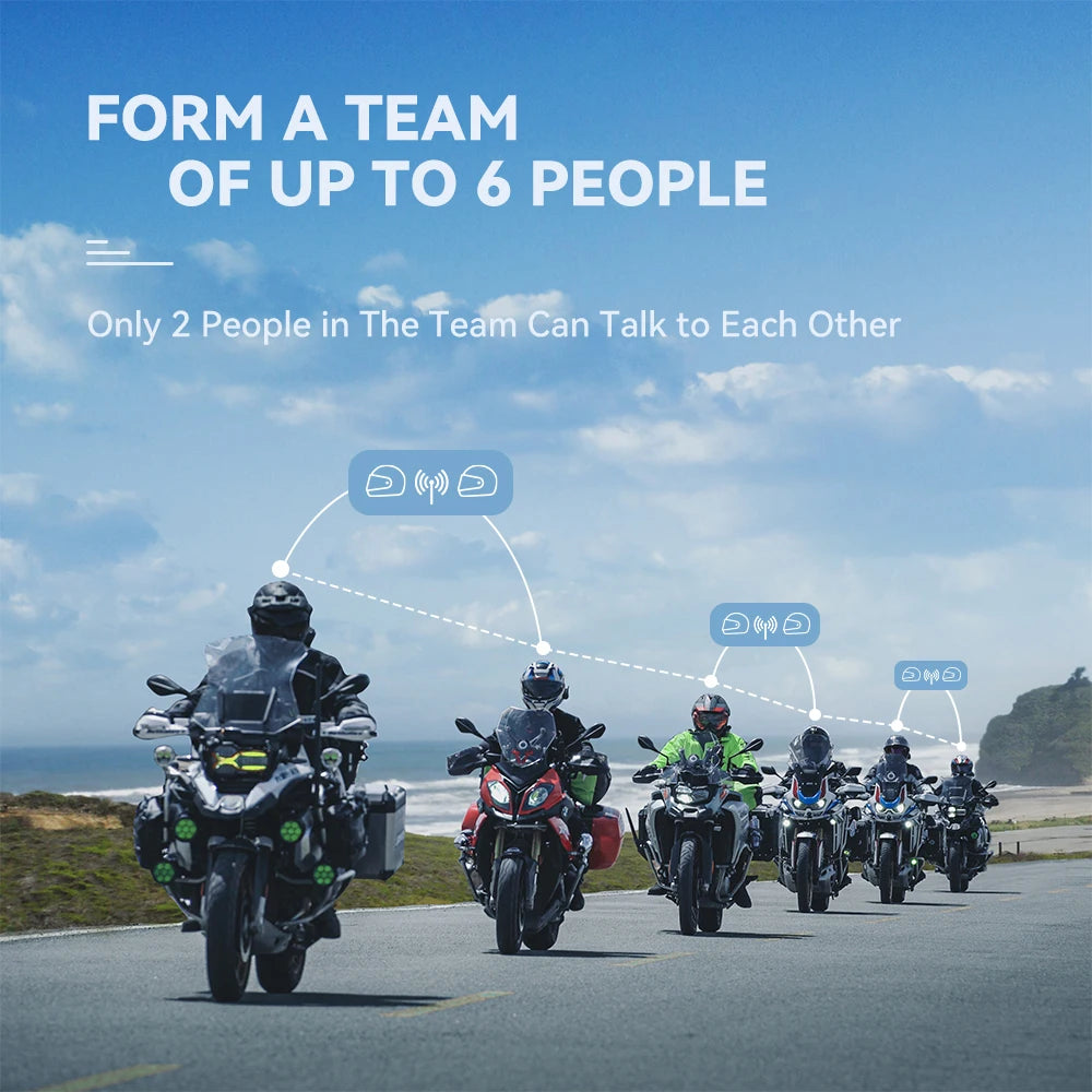 Cuffie Bluetooth Per Casco Interfono Moto Lexin G2P Comunicatore Vivavoce Fino A 6 Ciclisti Con Radio FM