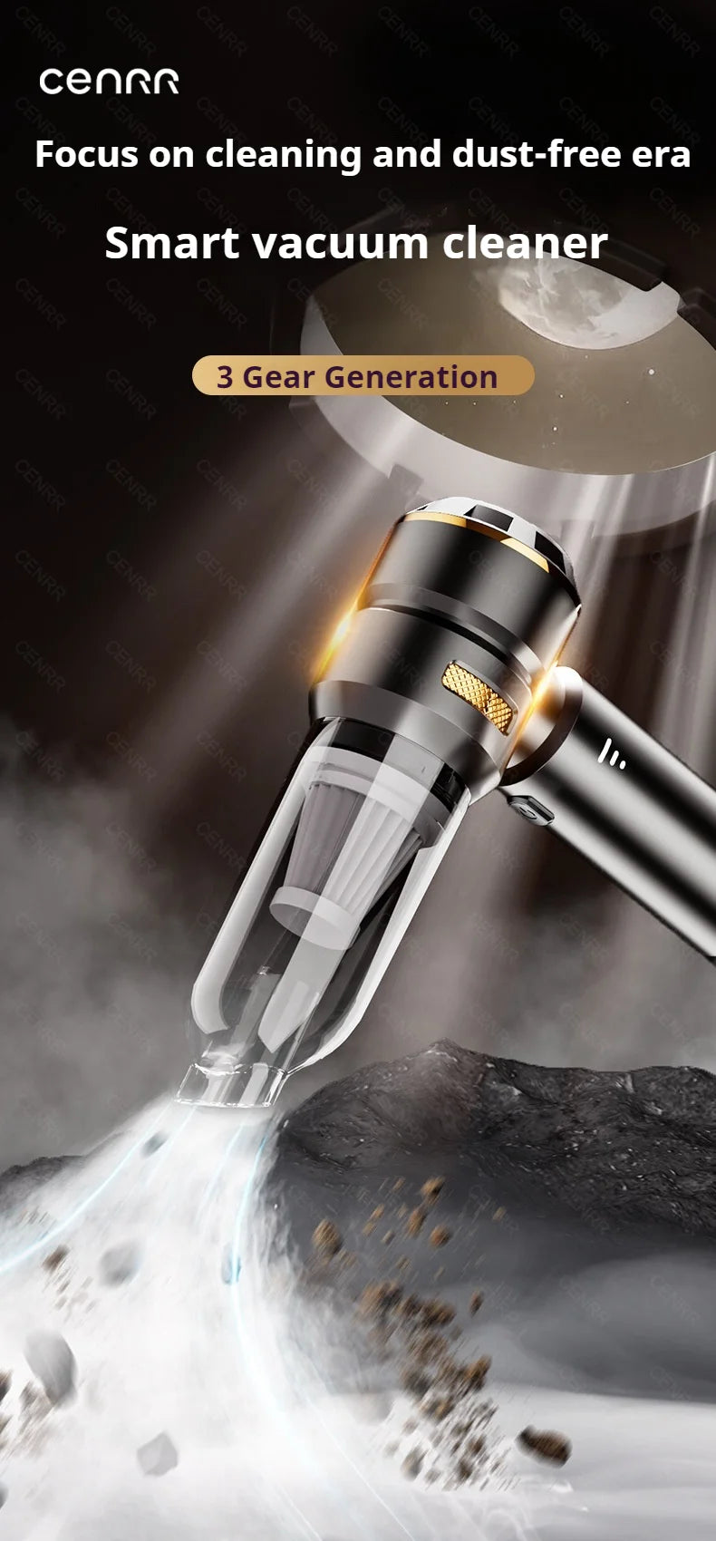 Cenrr 998000 Aspirapolvere Per Auto Senza Fili Potente Portatile Con Accessori Auto E Pulitore Universale
