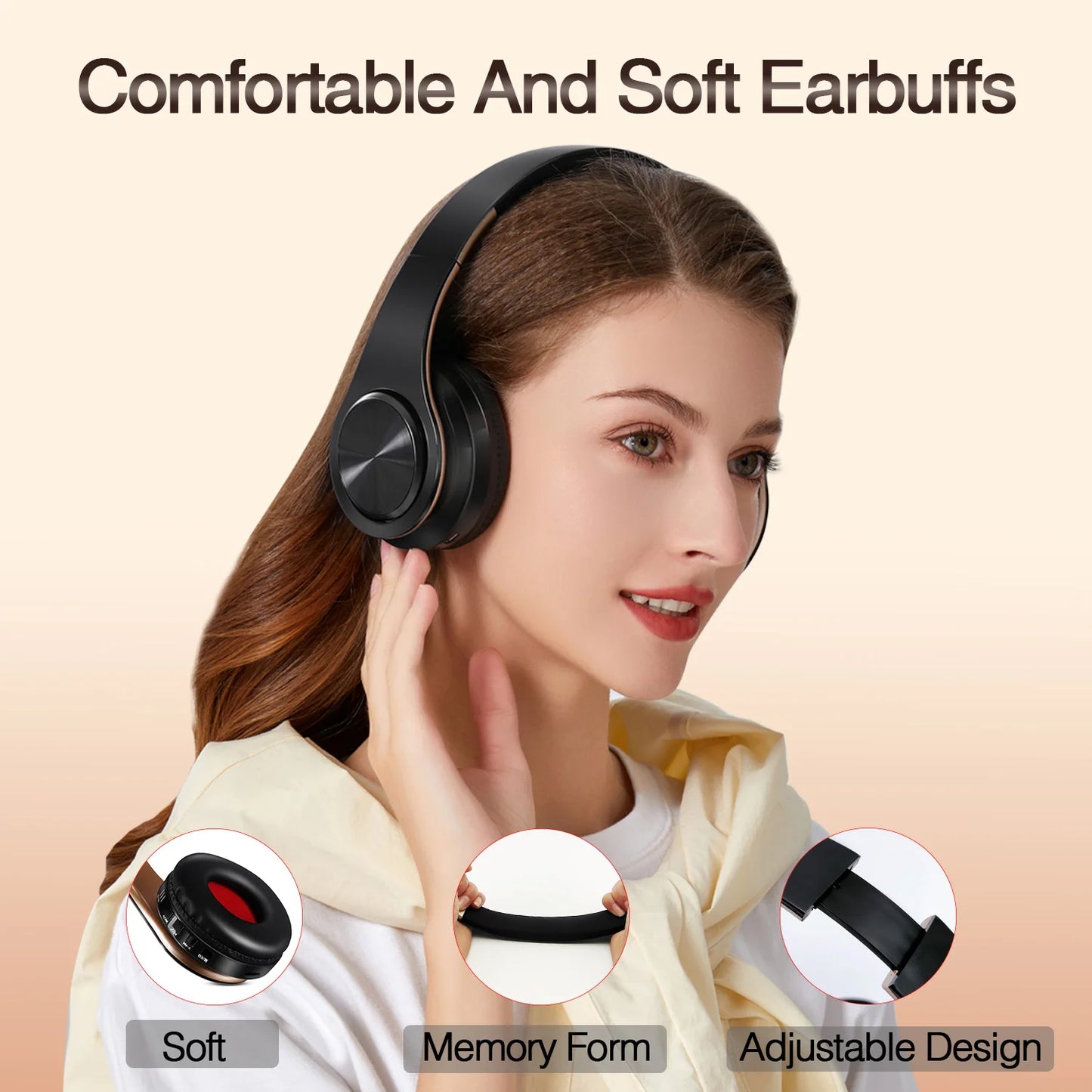 Cuffie Wireless Dorate Bluetooth con Microfono Incorporato Auricolare Stereo Universale per Android e iOS Regalo da Uomo