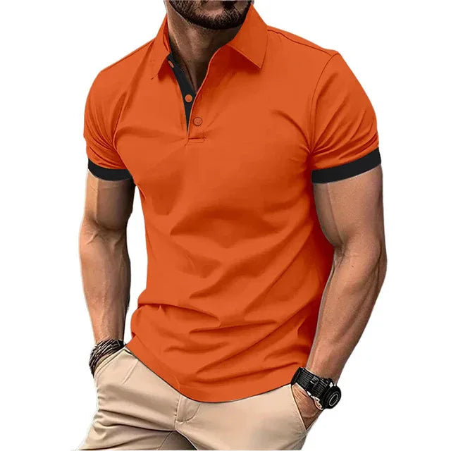Polo Da Uomo Manica Corta Casual Slim Fit Color Blocking Streetwear Stile Inglese Per Moda Uomo