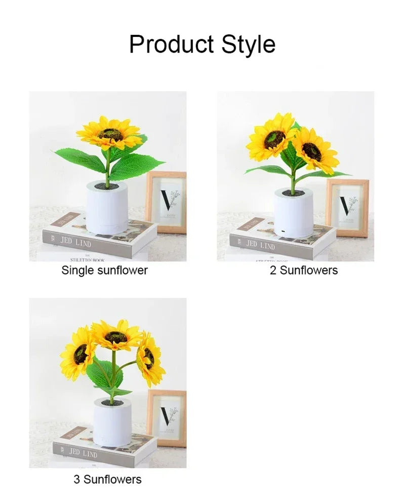 Set Di 3 Luci Notturne LED Ricaricabili Tema Girasole Per Camera Da Letto Comodino Lampade Da Tavolo