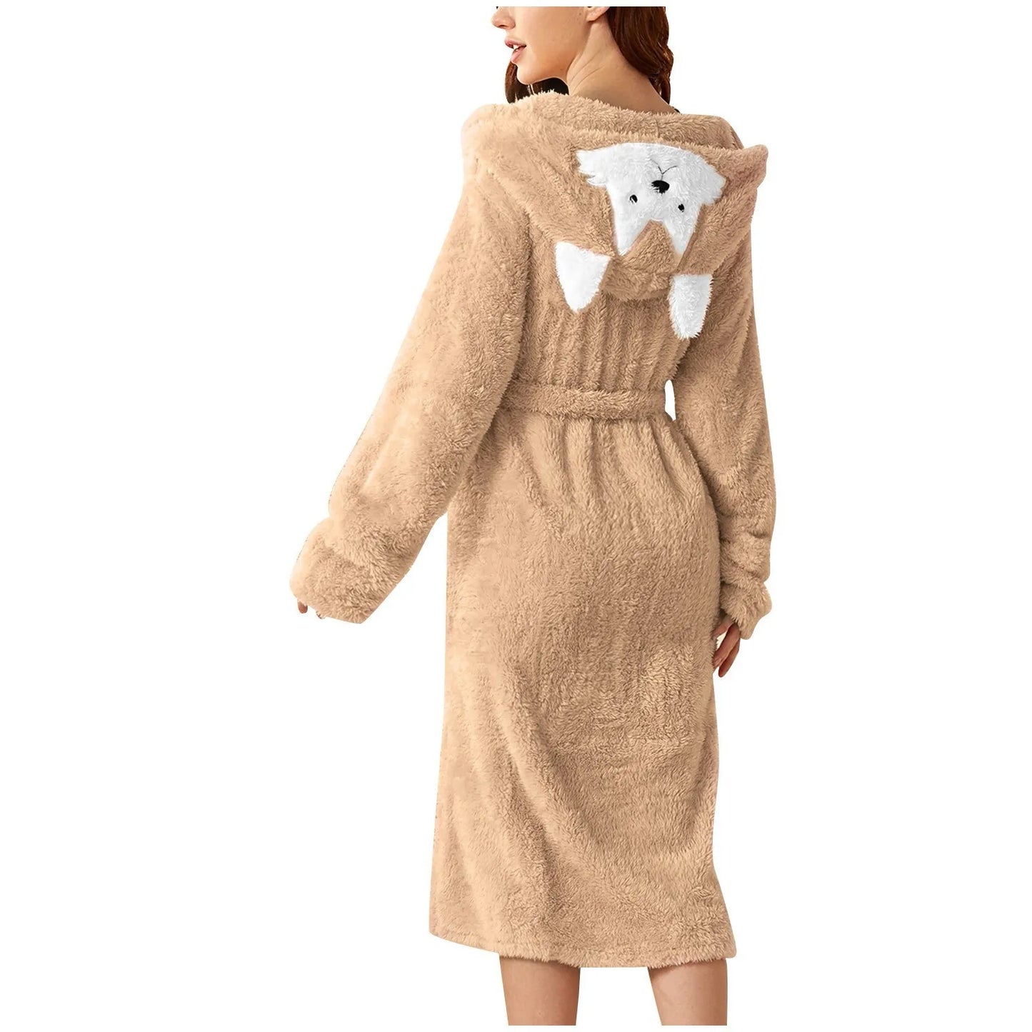 Vestaglia Da Notte In Flanella Autunno Inverno Per Donna Con Cappuccio Maniche Lunghe E Tasca