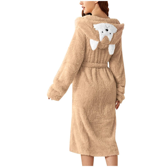 Vestaglia Da Notte In Flanella Autunno Inverno Per Donna Con Cappuccio Maniche Lunghe E Tasca