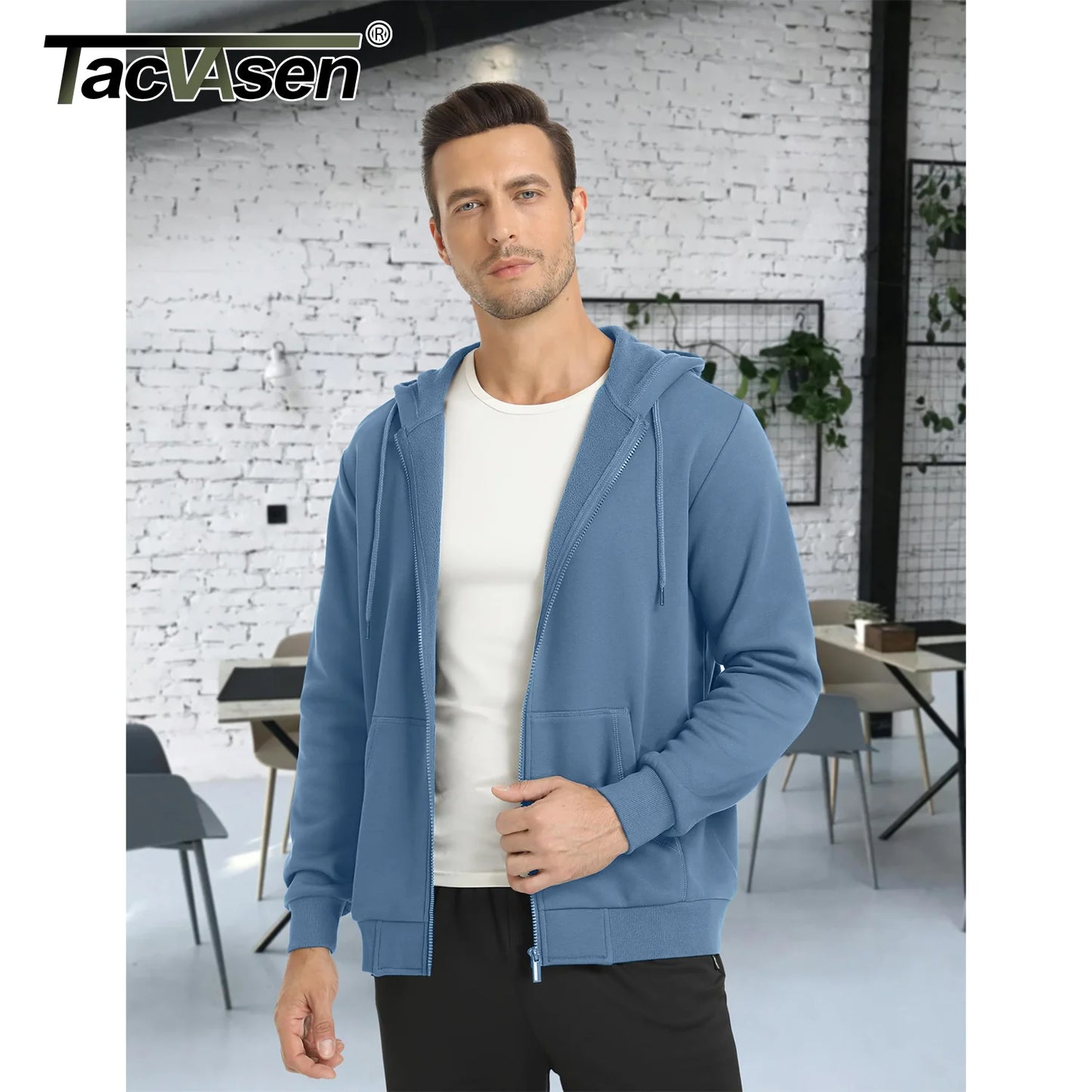 Tacvasen Felpa Con Cappuccio Uomo In Pile Con Tasche Grandi Con Zip Intera Casual Sportivo Per Running Escursionismo