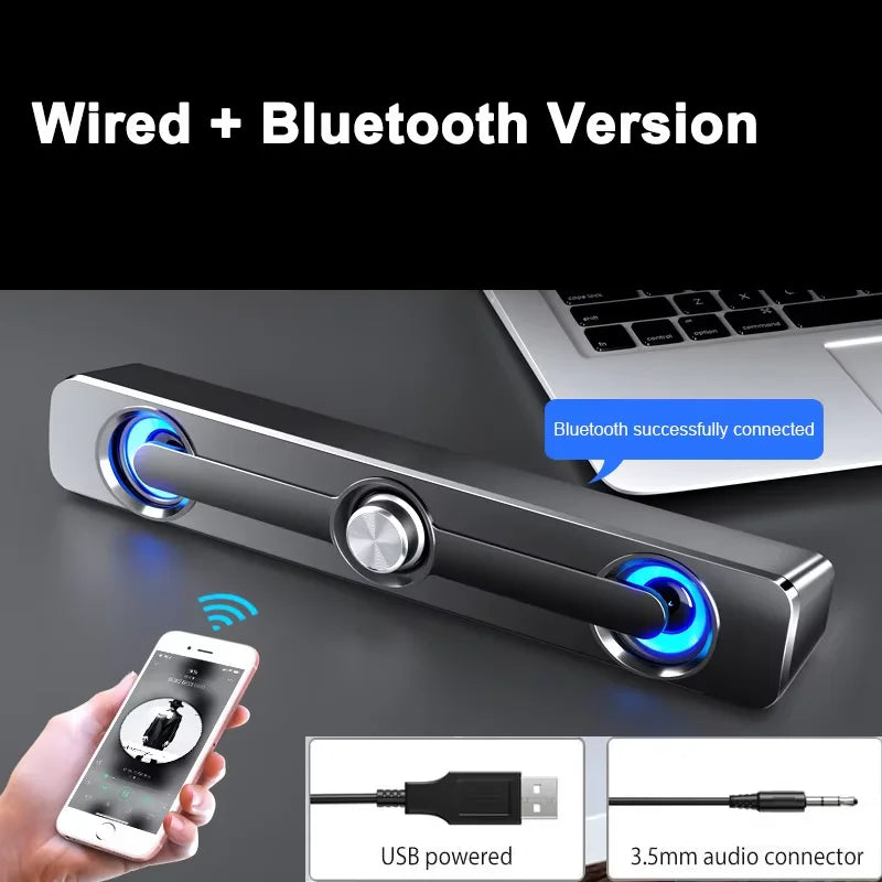 Salange Bar Sound PC Bluetooth USB Cablata Con Aux 3,5 Mm Per Proiettore Laptop Telefono Computer