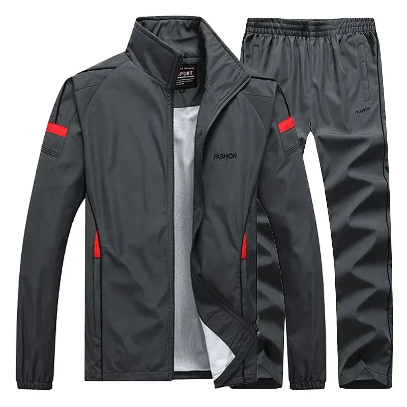 Tuta Sportiva Uomo 2 Pezzi Giacca Con Zip Pantaloni Vita Elastica Allenamento Pallacanestro