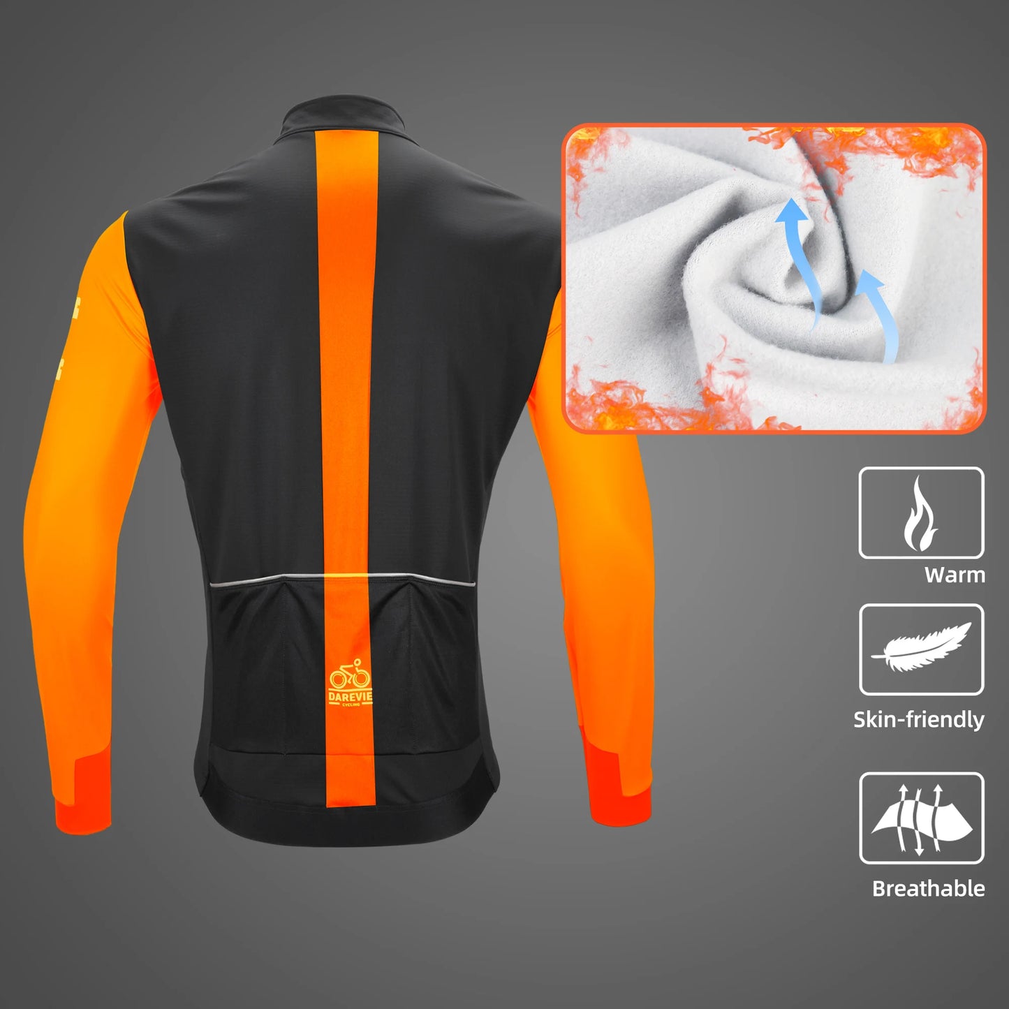 Giacca Da Ciclismo Uomo Antivento In Pile Manica Lunga Calda Morbida Traspirante Con Tasche Riflettenti Professionale
