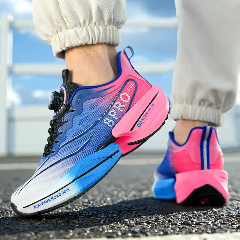 Scarpe sportive da uomo Scarpe da corsa da maratona con piastra in carbonio con palmo pieno Scarpe da tennis da coppia leggere e traspiranti in mesh Scarpe da allenamento