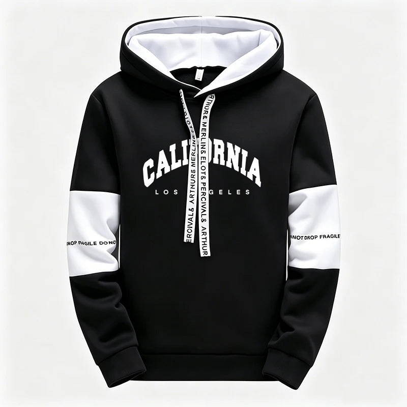 Felpa Da Uomo Con Stampa Streetwear Sportivo Nero E Bianco Abbigliamento Casual Per Jogging All Aperto