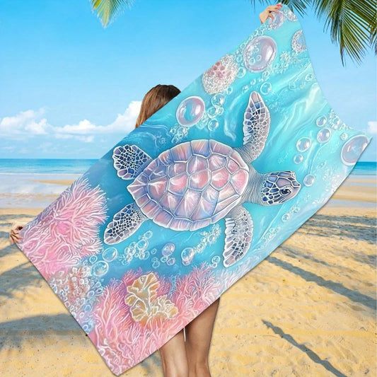 Telo Mare Con Motivo Tartaruga E Disegni Di Vita Marina Per Nuoto E Attività All Aperto