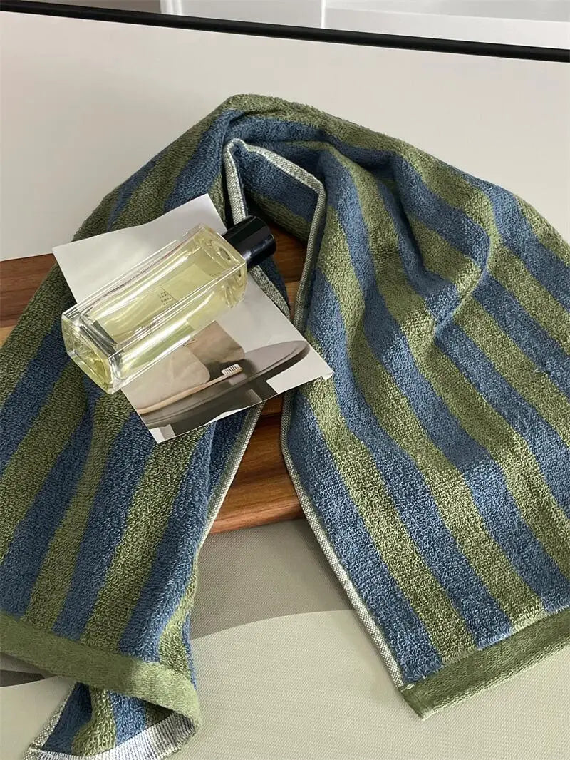 Asciugamano In Cotone A Righe Retrò 70x140 Cm Morbido E Assorbente Per Casa Palestra Cucina