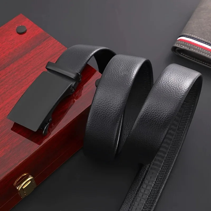Cintura In PU Con Fibbia Automatica Da Uomo Alta Qualita Cintura Casual Da Lavoro Alla Moda Regalo Uomo
