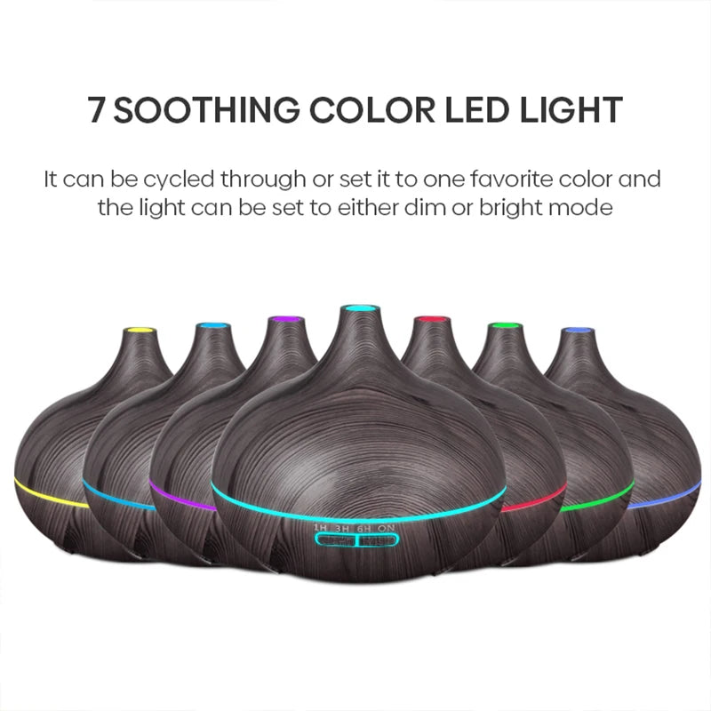 Umidificatore Ad Ultrasuoni Con Telecomando Per Diffusore Di Oli Essenziali Per Aromaterapia 550 Ml Con 7 Colori Di Luce