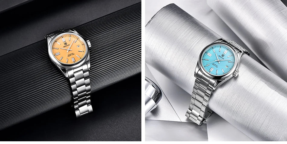 Orologio Automatico Meccanico Lusso da Uomo con Calendario Impermeabile 100m Acciaio Inossidabile Luminoso