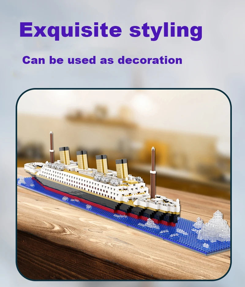 Titanic Giant Puzzle Kit Micro Blocchi Nave da Crociera Desktop Regalo Compleanno Bambini
