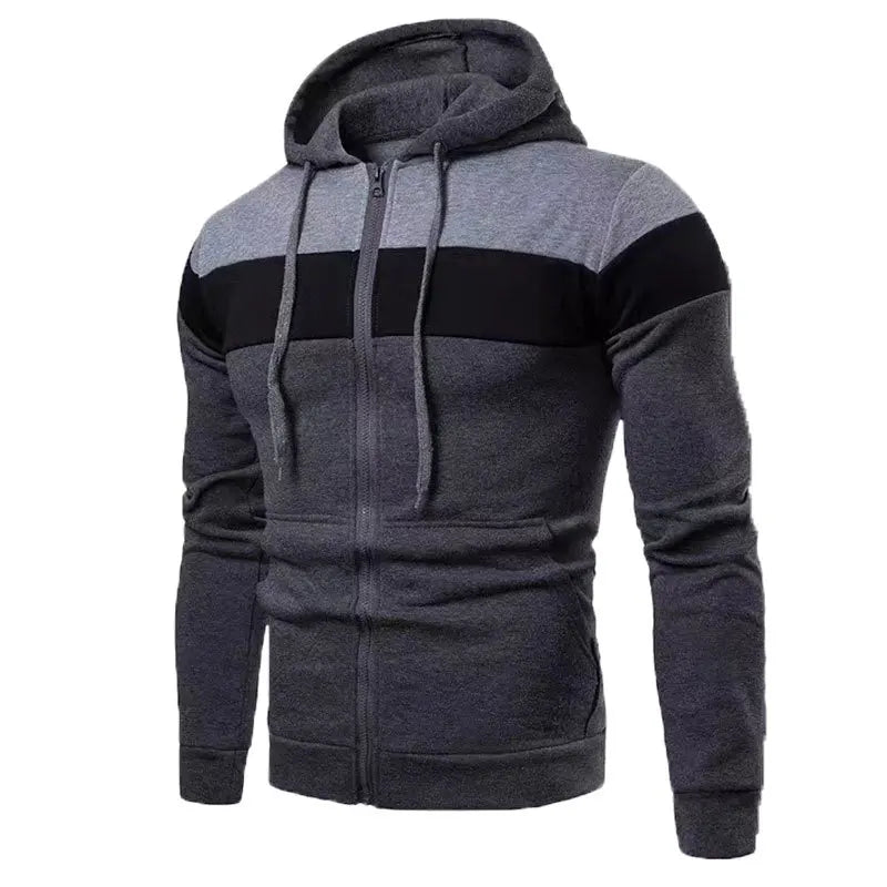 Felpa Con Cappuccio Patchwork Da Uomo Termica In Pile Abbigliamento Sportivo Casual Esterno Autunno Inverno Nero
