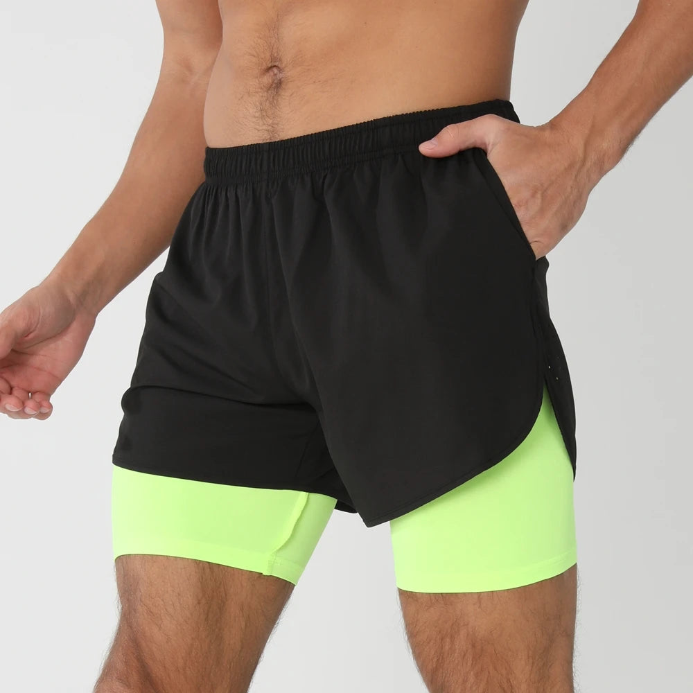 Pantaloncini Da Corsa Da Uomo 2 In 1 Palestra Asciugatura Rapida Pantaloni Corti Sportivi Estivi