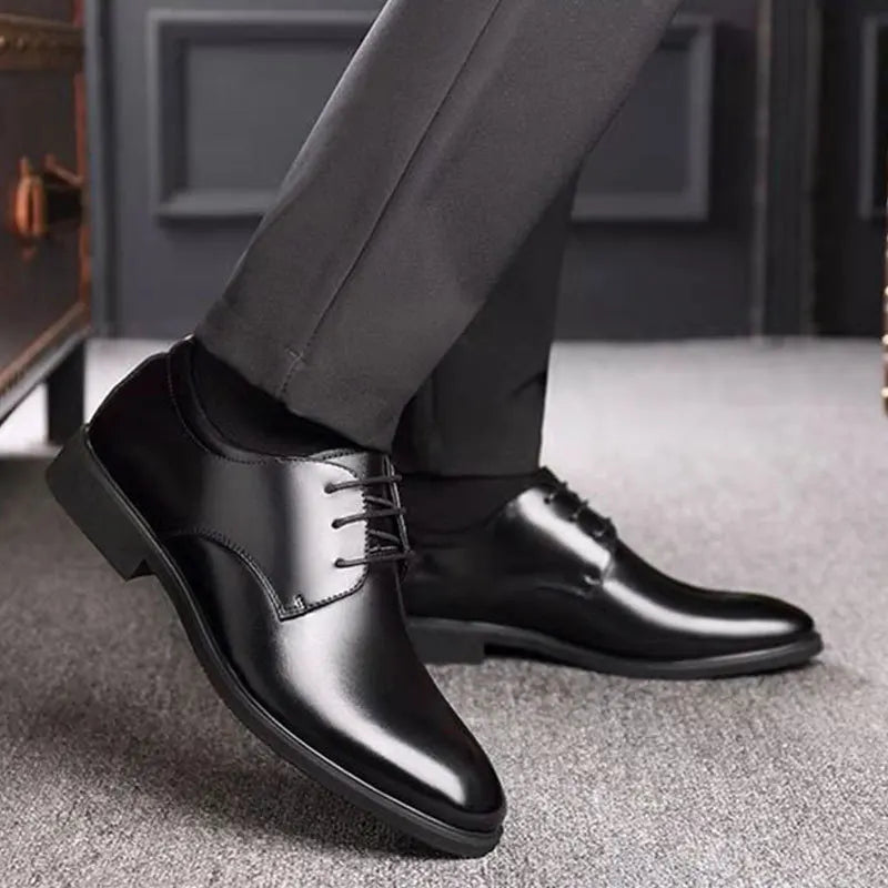Scarpe Da Uomo In Pelle Traspiranti Nero Con Fondo Morbido Ideali Per Primavera E Autunno Scarpe Casual Da Lavoro
