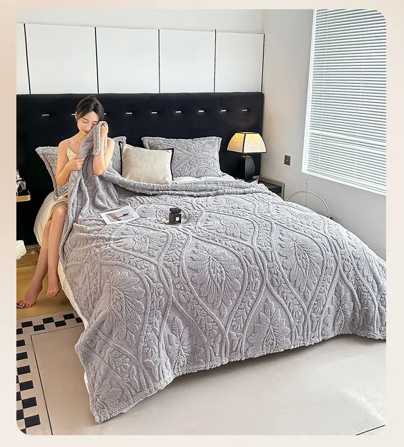Coperta Stampata Floreale 3D In Stile Europeo Pile Di Corallo Spesso Per Inverno Calda Trapunta Facile Da Mantenere