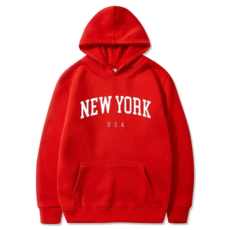 Felpe Con Cappuccio Uomo Donna New York City Stampe Lettere Grafica Casual Harajuku Pullover Abbigliamento Sportivo