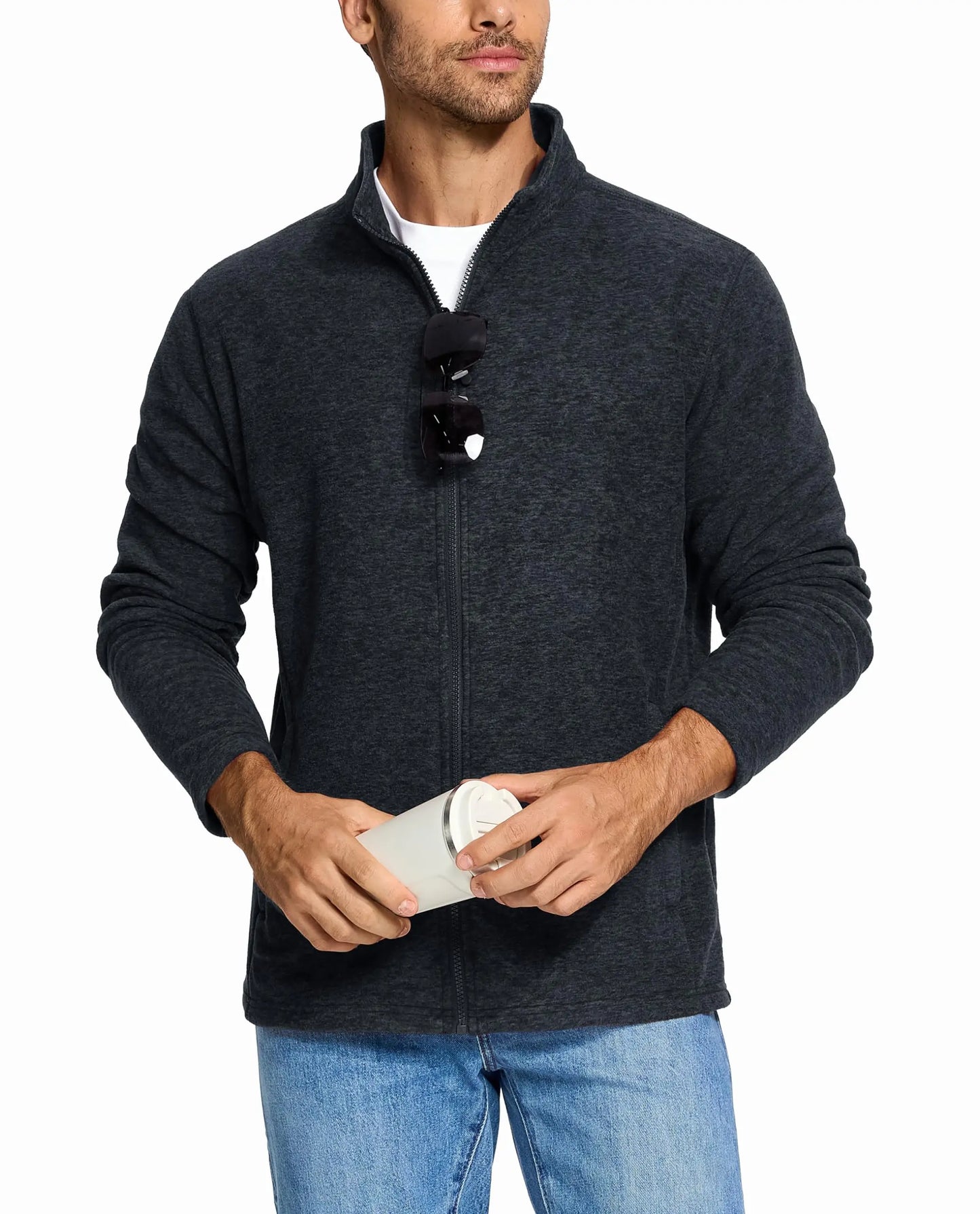 Tacvasen Giacche In Pile Leggere Con Zip Intera Da Uomo Casual Primaverile Con Tasche E Colletto Alla Coreana