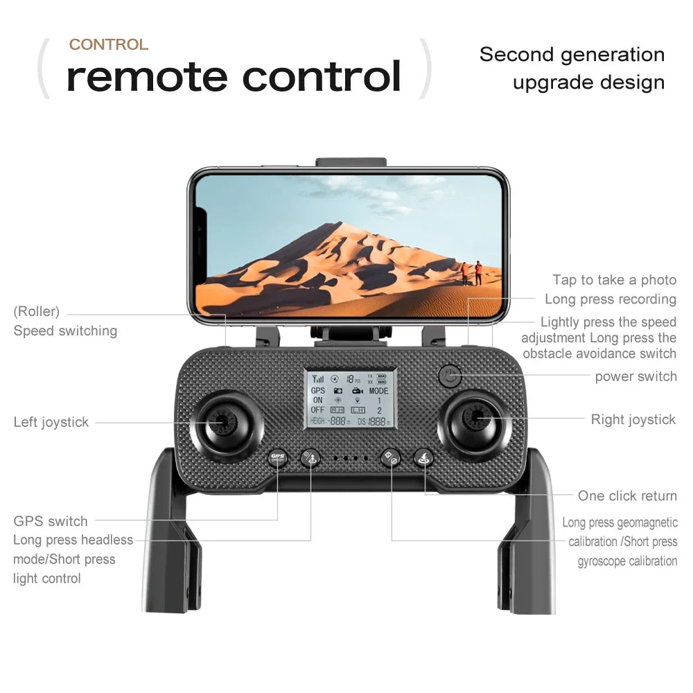 Drone Professionale GPS 8K Con Gimbal Tre Assi Brushless RC Quadricottero Ostacoli Fotocamera HD 4K 5G