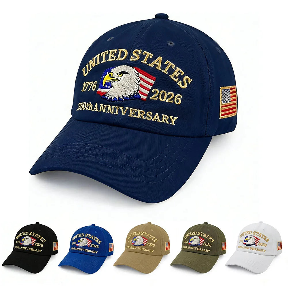 Cappello Patriottico 250esimo Anniversario USA Con Aquila Ricamata Unisex Berretto Da Baseball Elegante