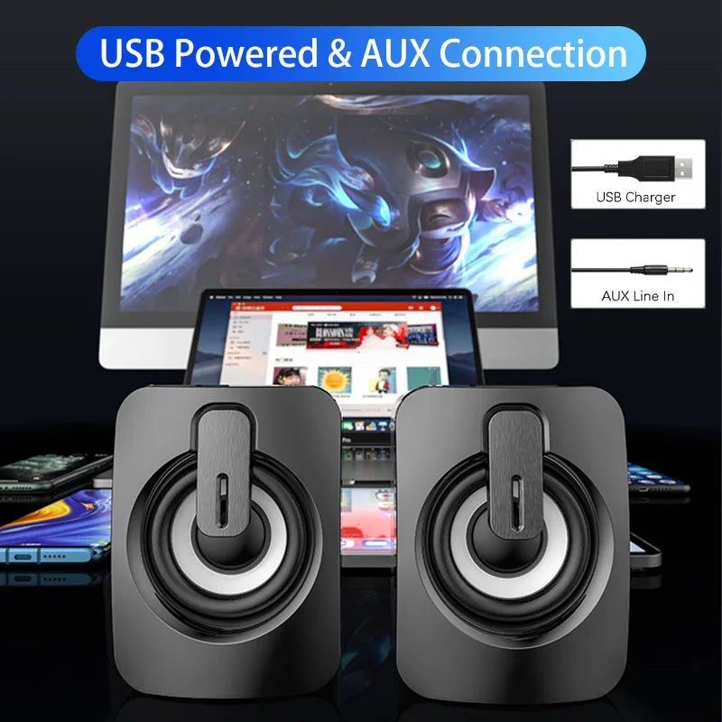 Altoparlanti PC USB Con Microfono Stereo HiFi Suono Premium Luce LED Per Desktop Studenti Appassionati