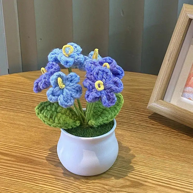 Fiore In Vaso Fai Da Te Rosa Mini Tessuti A Mano Per Scrivania Ufficio Decorazione Casa Filo Di Lana