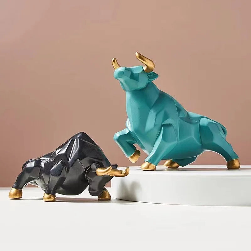 Mini Modello Toro Geometrico In Resina Feng Shui Decorazione Da Interni Wall Street Azioni Figurine