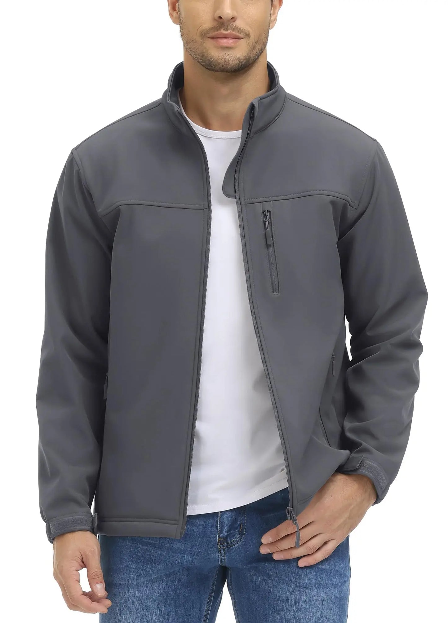 TACVASEN fodera in pile impermeabile giacca a vento giacche da lavoro invernali da uomo tasca con cerniera cappotti Casual capispalla con Zip intera top