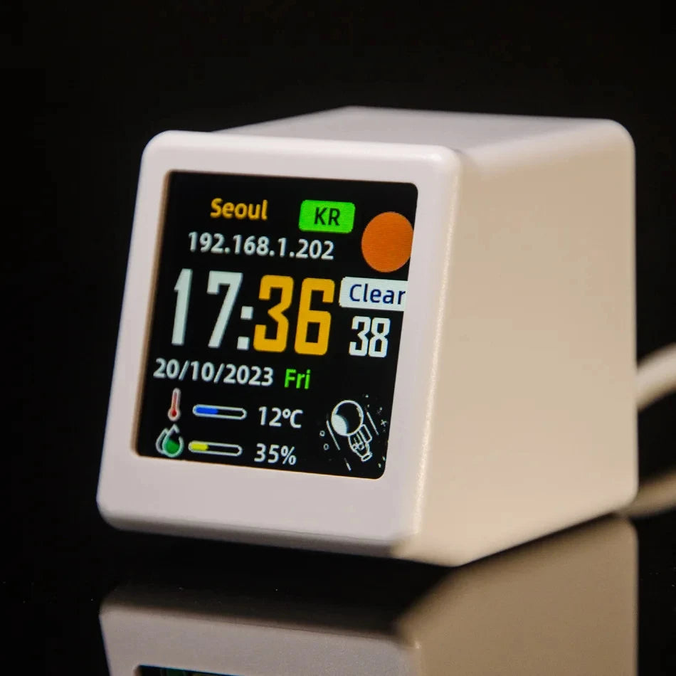 Piccola Stazione Meteorologica Portatile WiFi Display Meteo Temperatura Umidità Sveglia Decorazione Da Tavolo