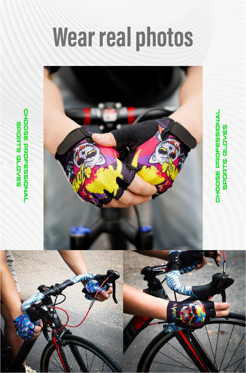 Guanti Da Ciclismo Mezze Dita Con Cuscinetti In Silicone Gel Antivibrazioni Traspiranti Per Bicicletta