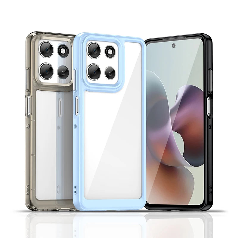 Custodia TPU Trasparente Colorata Per Motorola Moto G06 Power G56 G86 5G Antimpronta Antigraffio Antiscivolo
