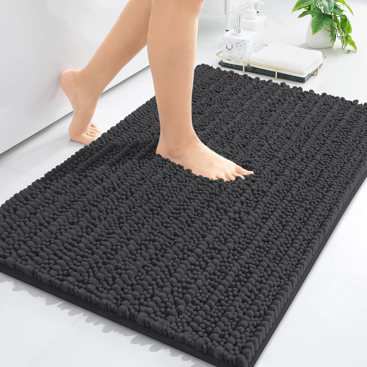 Kitinjoy Tappetino Da Bagno Lusso Assorbente Morbido E Spesso In Peluche Antiscivolo Grande Per Doccia