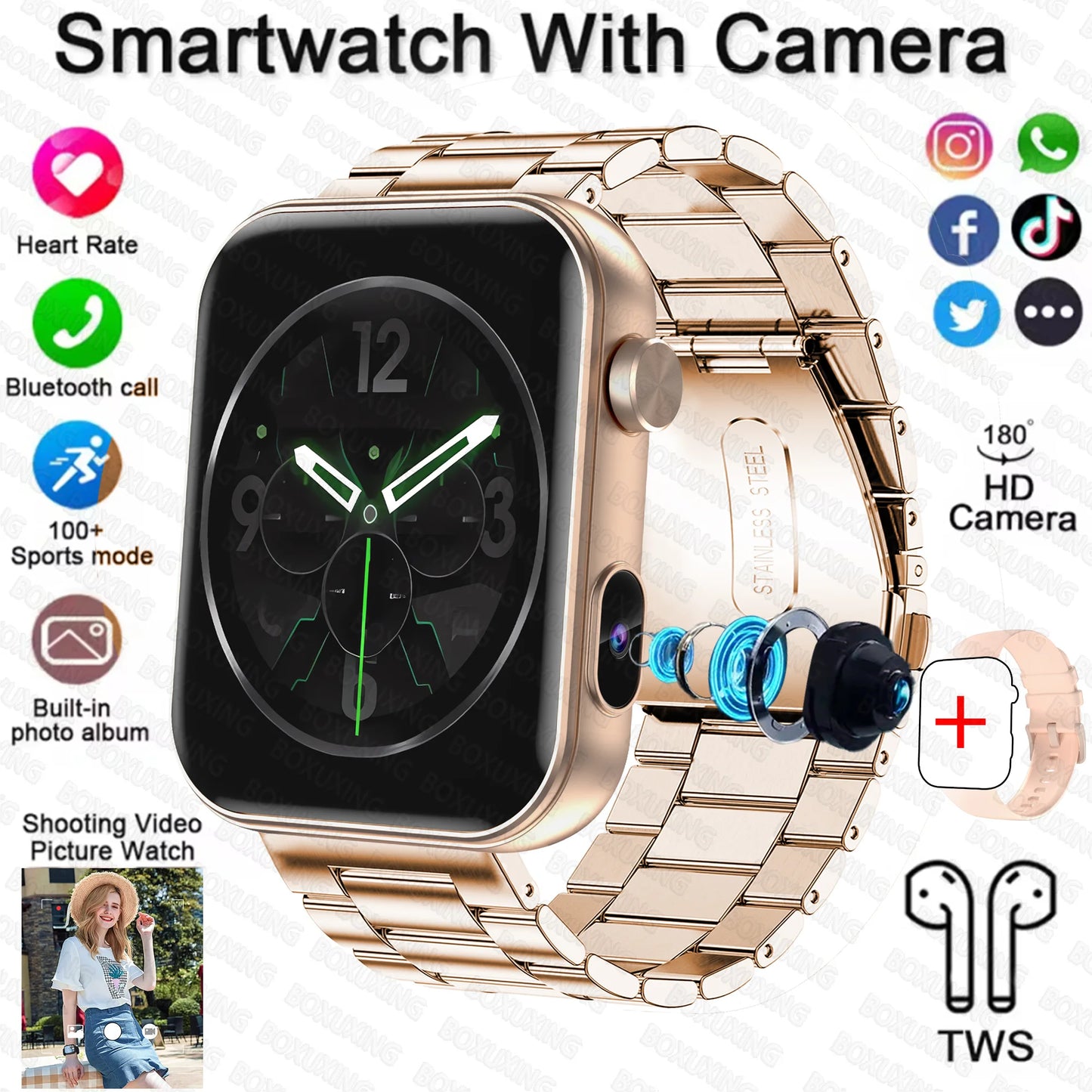 Smartwatch Con Fotocamera Registrazione Video Sincronizzazione Telefono Memoria Ampia Bluetooth Chiamate Musica 2025
