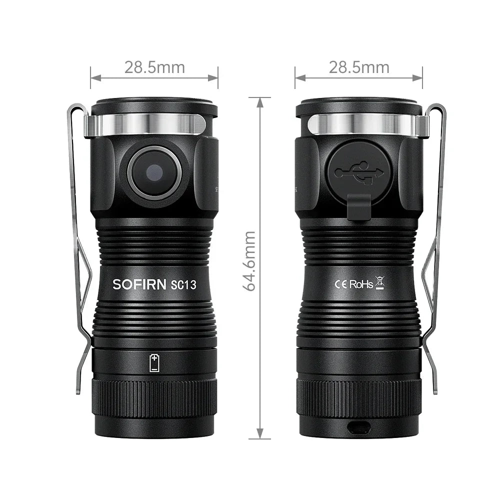 Sofirn Mini SC13 Torcia Elettrica Potente SST40 519A LED 1300lm 18350 Ricaricabile Alto CRI Con Magnetico