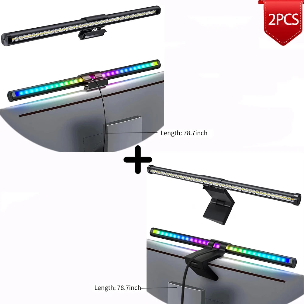 Barra Luminosa LED 44 Cm Per Monitor E Scrivania Con Atmosfera RGB Dimmerabile Ideale Per Studio E Lavoro