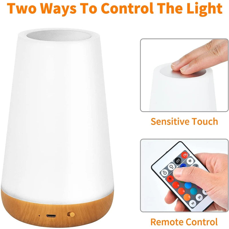 Lampada Notturna RGB Ricaricabile USB Con Telecomando E Touch Dimmerabile Per Comodino E Tavolo Portatile 13 Colori