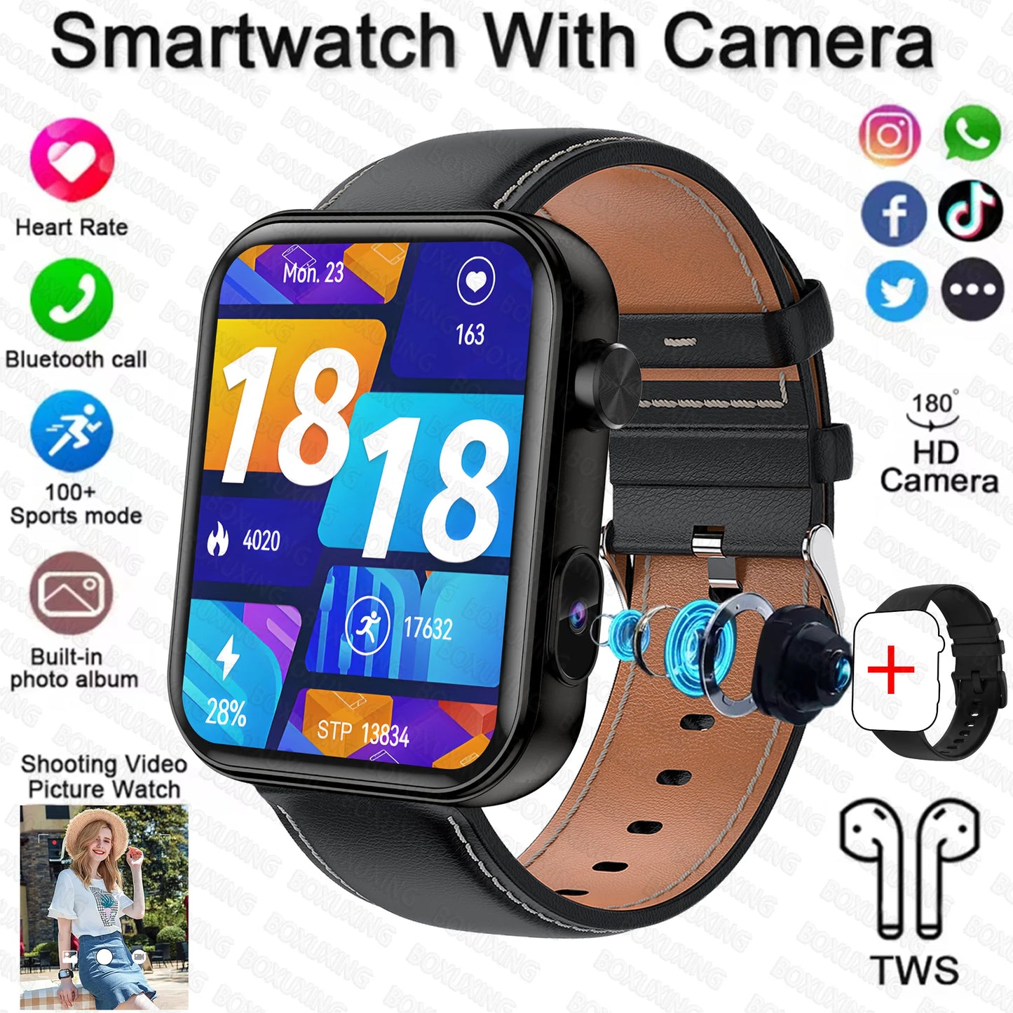 Smartwatch Con Fotocamera Registrazione Video Sincronizzazione Telefono Memoria Ampia Bluetooth Chiamate Musica 2025