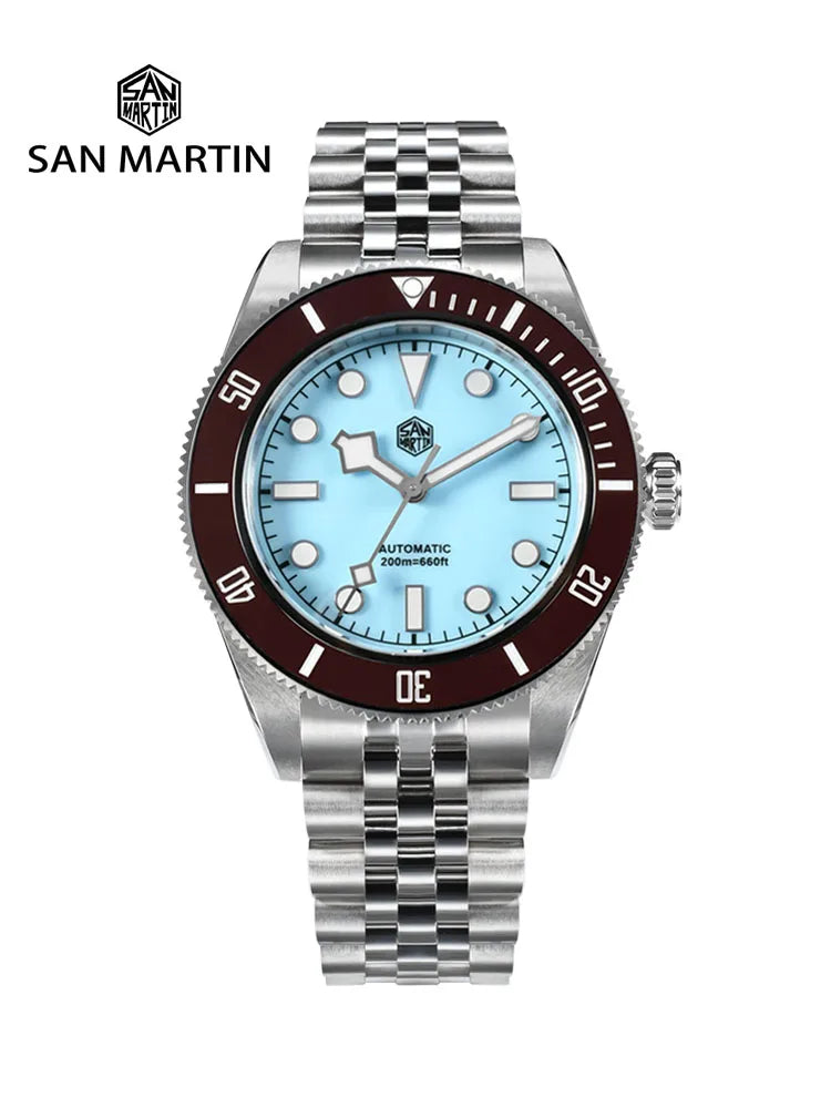 San Martin Orologio 40mm BB Diver Smaltato Quadrante Enamel Blu Lusso NH35 Automatico 200m SN0128