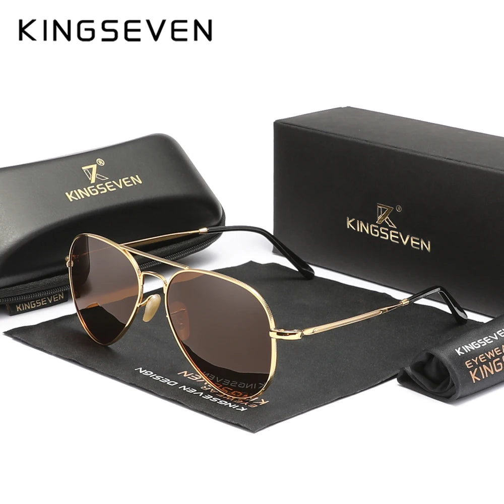 Kingseven Occhiali Da Sole Pilota In Lega Polarizzati UV400 Antiriflesso Full Frame Da Donna Lusso Retrò