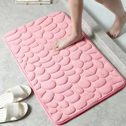 1pc Memory Foam Tappeto in velluto goffrato Bagno Soggiorno Tappetino antiscivolo Tappetino in ciottoli Arredamento per la casa